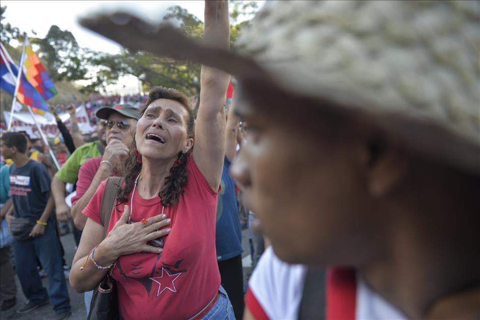 Venezuelans hold a parade on the 23rd anniversary of coup attempt in Caracas