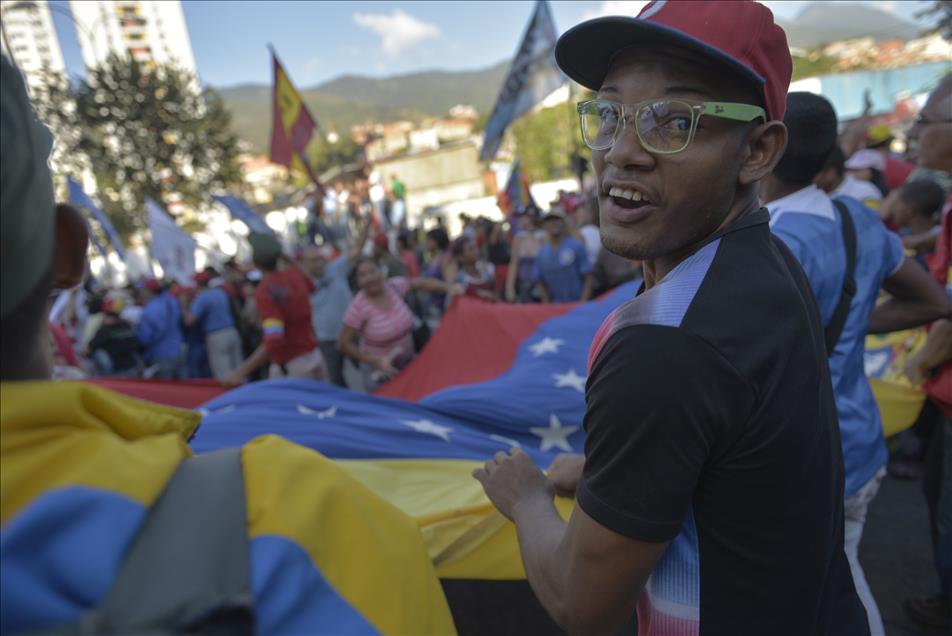 Venezuelans hold a parade on the 23rd anniversary of coup attempt in Caracas