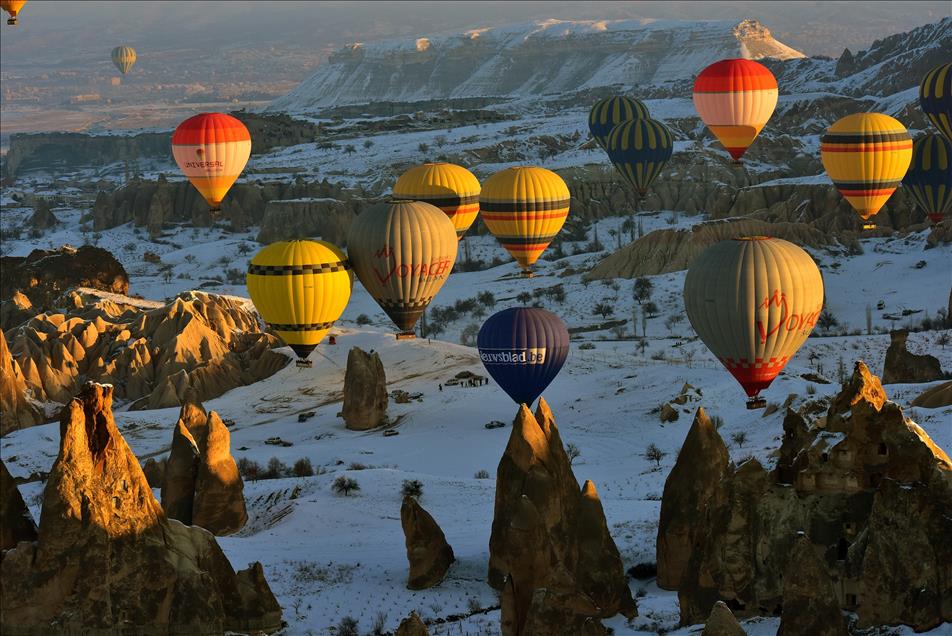Kapadokya'da kış büyülüyor