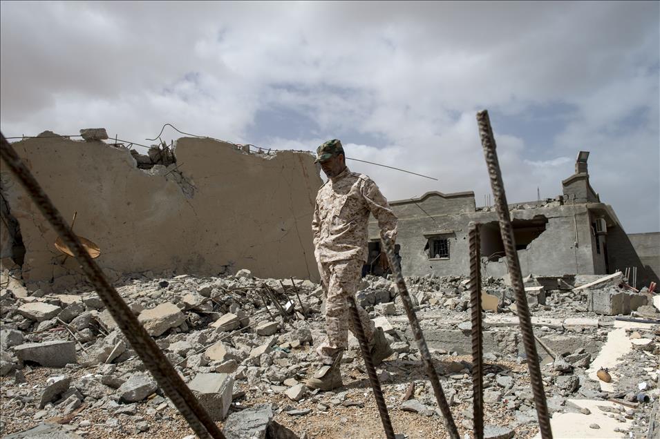 Damaged buildings in Bin Jawad city of Libya as civil war continues