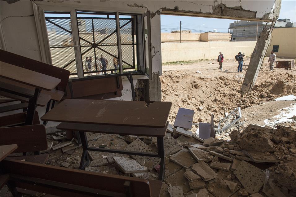 Damaged buildings in Bin Jawad city of Libya as civil war continues