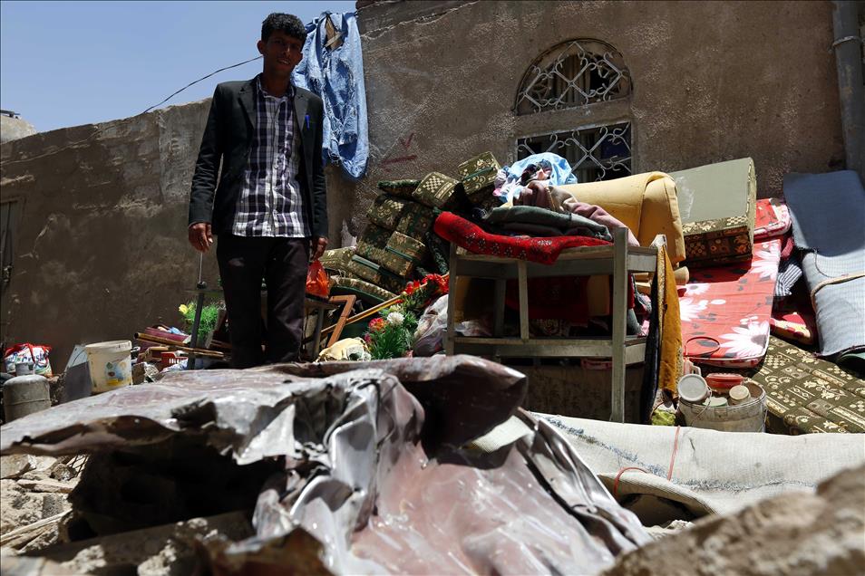 Buildings collapsed after Saudi-led coalition 'Decisive Storm' operation in Yemen
