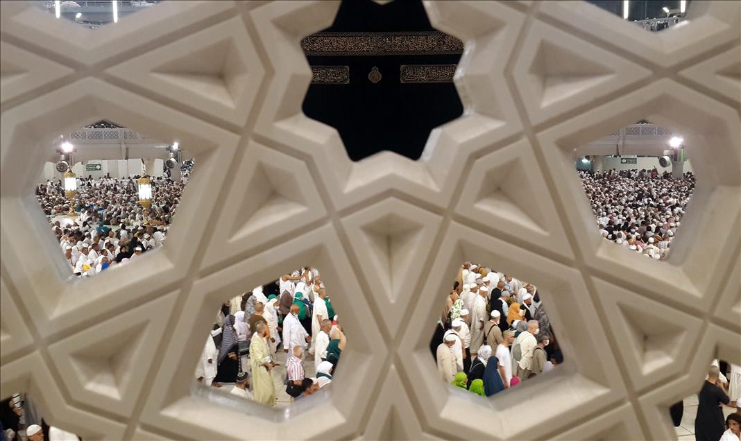 Muslims circumambulating the Kaaba, in Mecca during the Umrah