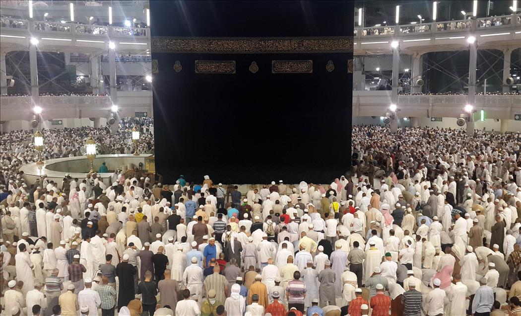 Muslims circumambulating the Kaaba, in Mecca during the Umrah