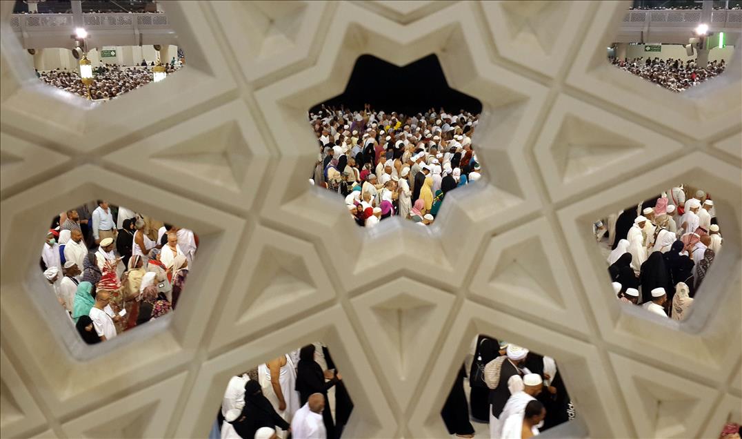 Muslims circumambulating the Kaaba, in Mecca during the Umrah