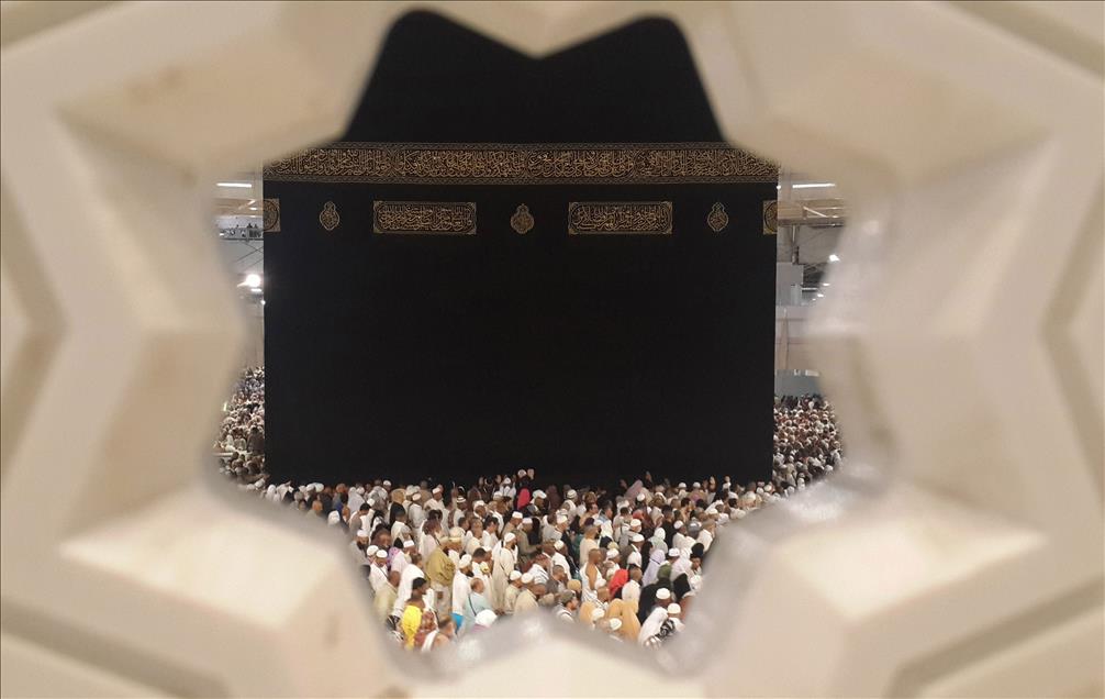 Muslims circumambulating the Kaaba, in Mecca during the Umrah