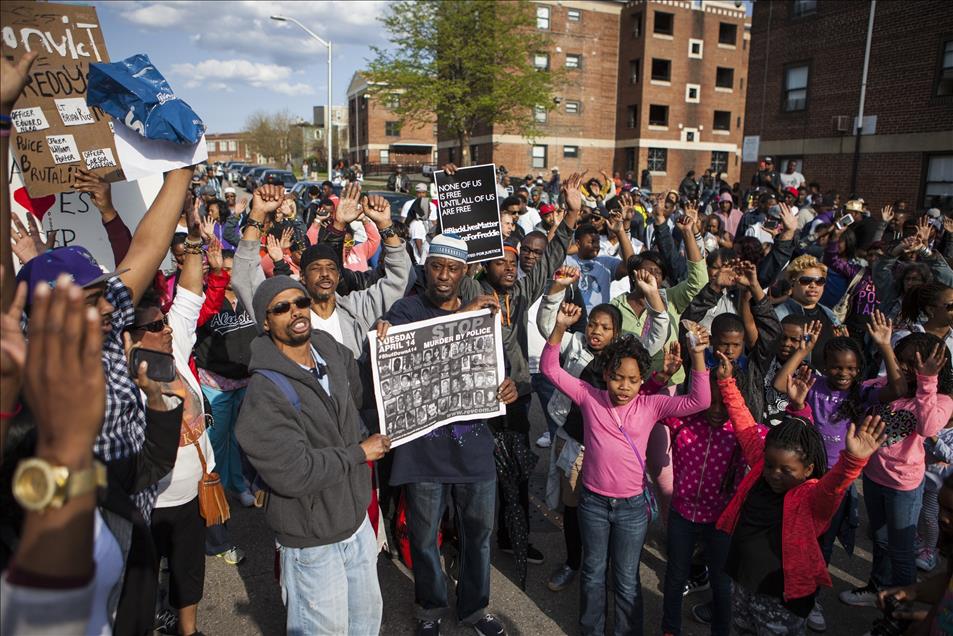 Freddie Gray Protest in Baltimore Anadolu Ajans