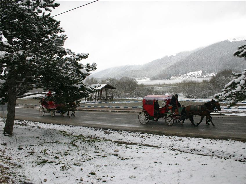 Bolu'da kar yağışı