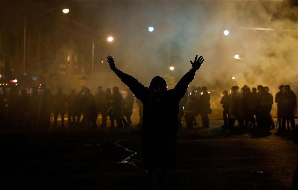 Protest in Baltimore over death of Freddie Gray