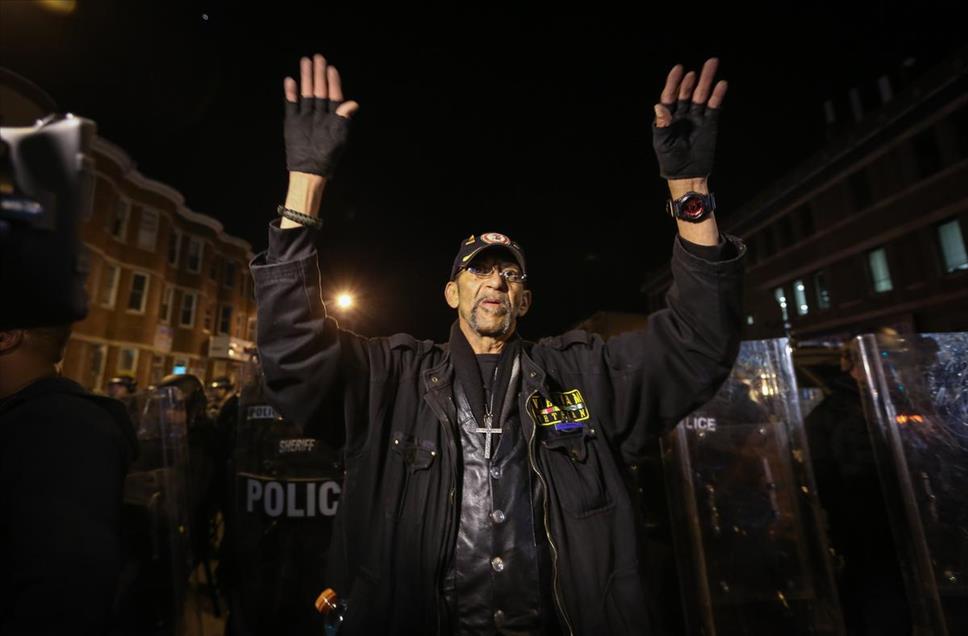Protest in Baltimore over death of Freddie Gray
