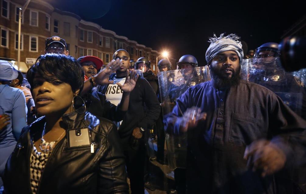 Protest in Baltimore over death of Freddie Gray