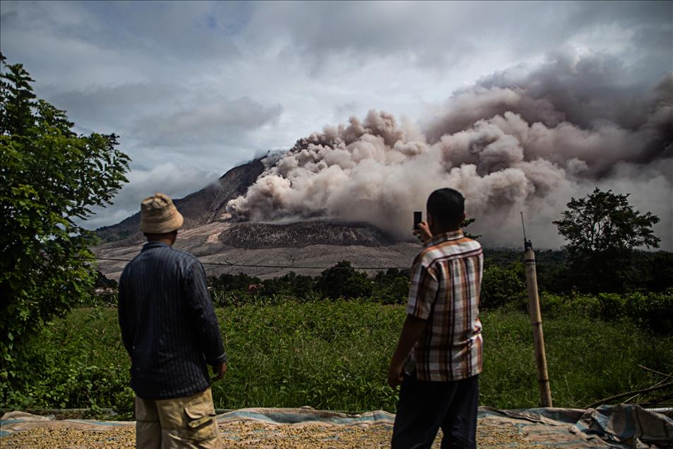 Eruption of Mount Sinabung Volcano in Indonesia