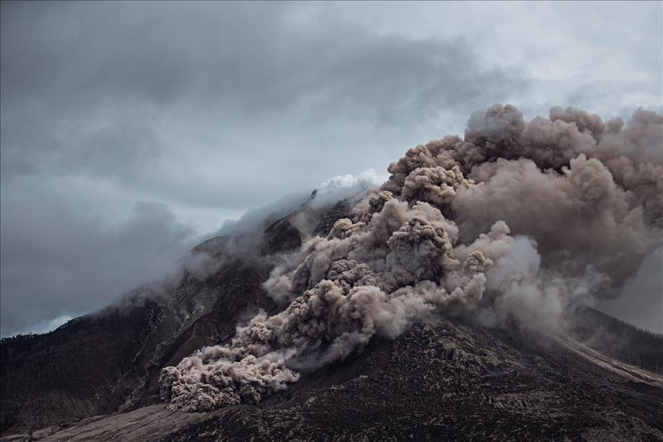 Eruption of Mount Sinabung Volcano in Indonesia