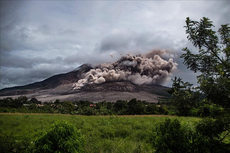 Eruption of Mount Sinabung Volcano in Indonesia