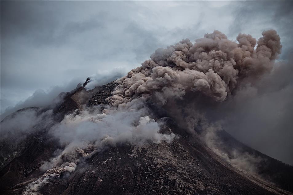 Eruption of Mount Sinabung Volcano in Indonesia