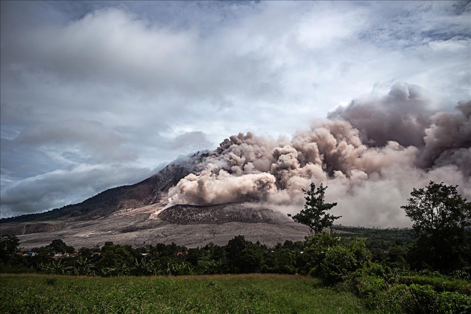 Eruption of Mount Sinabung Volcano in Indonesia