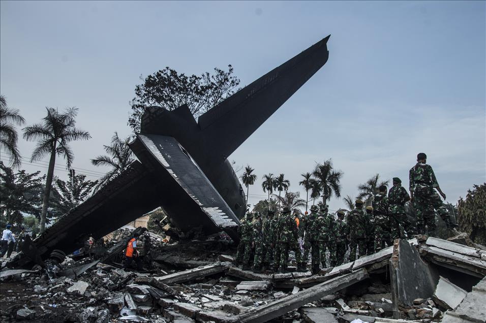 Indonesian military transport plane crashes in Medan
