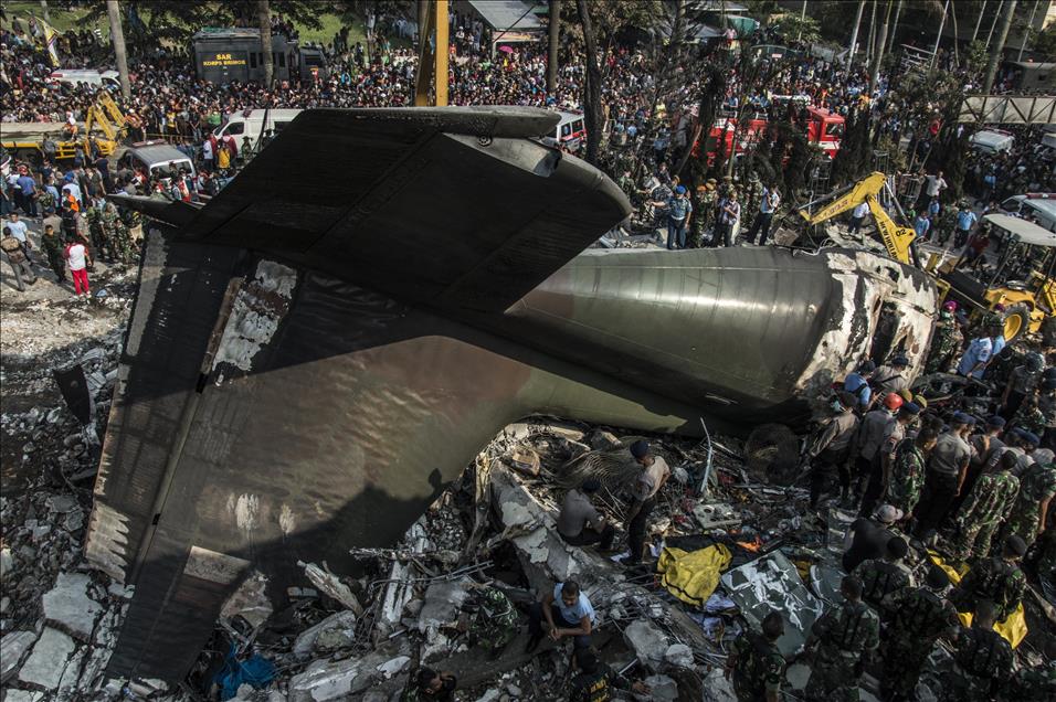Indonesian military transport plane crashes in Medan