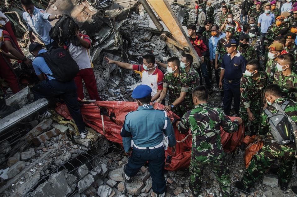 Indonesian military transport plane crashes in Medan