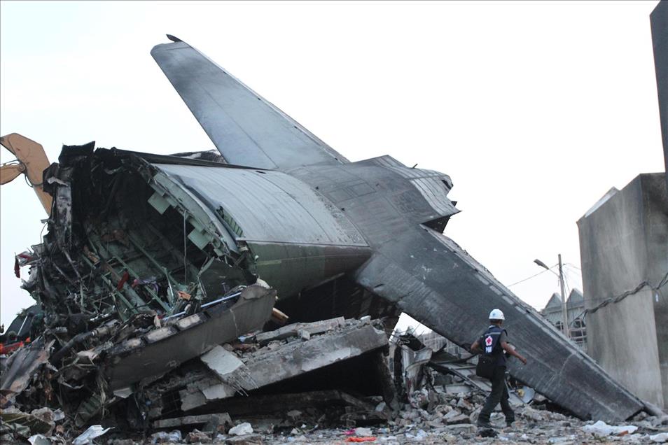 Indonesian military transport plane crashes in Medan