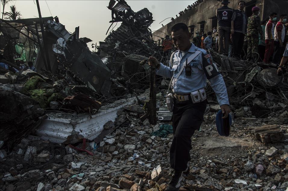 Indonesian military transport plane crashes in Medan