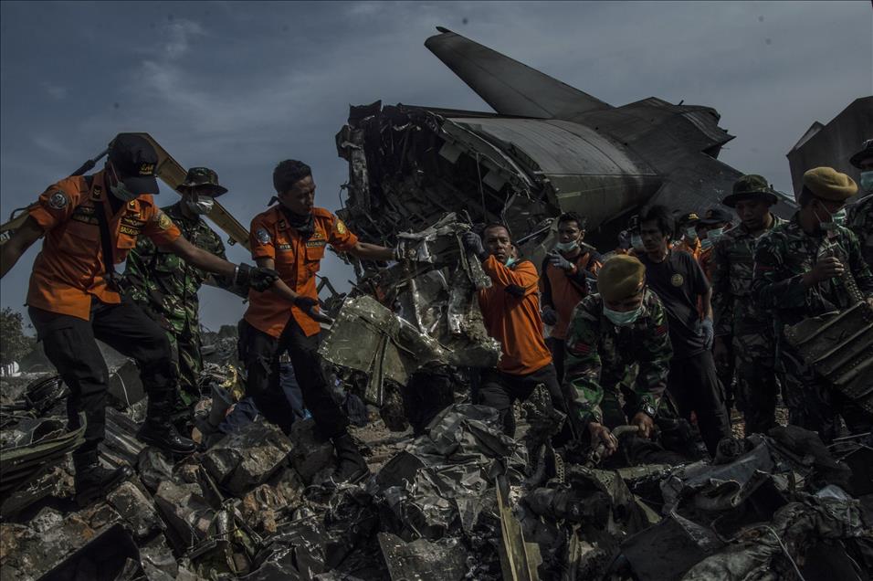 Indonesian military transport plane crashes in Medan