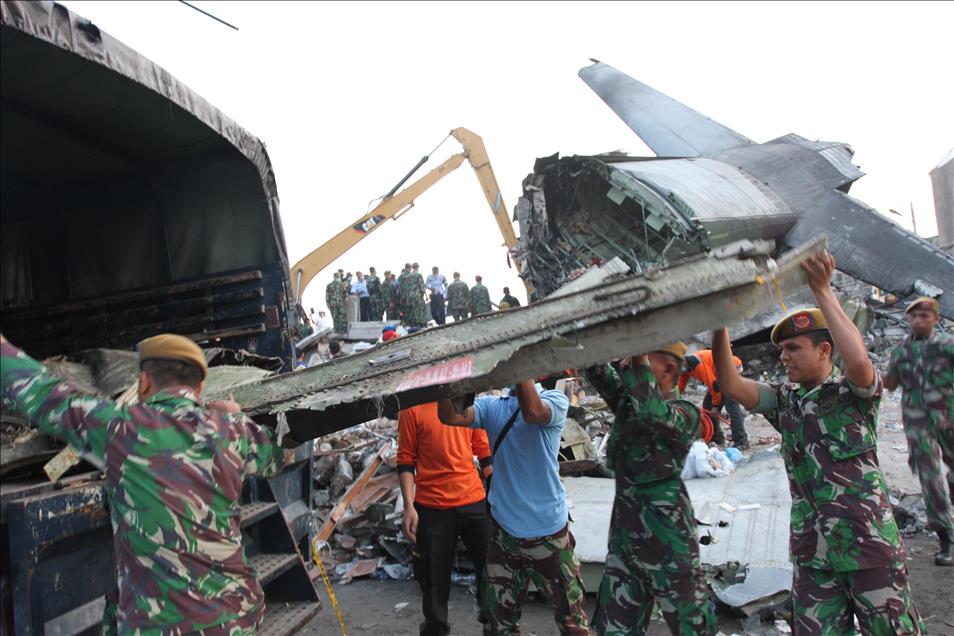 Indonesian military transport plane crashes in Medan