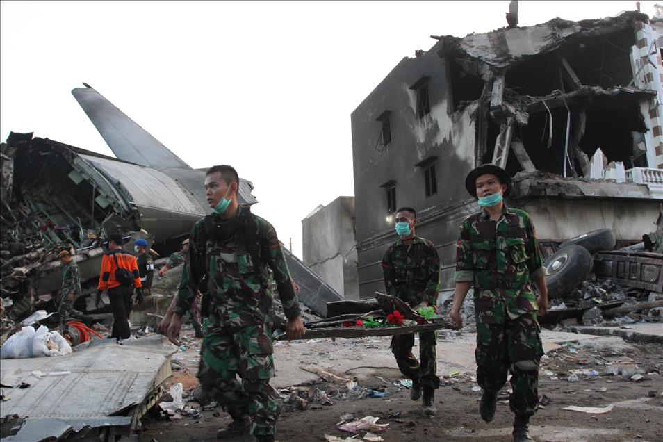 Indonesian military transport plane crashes in Medan