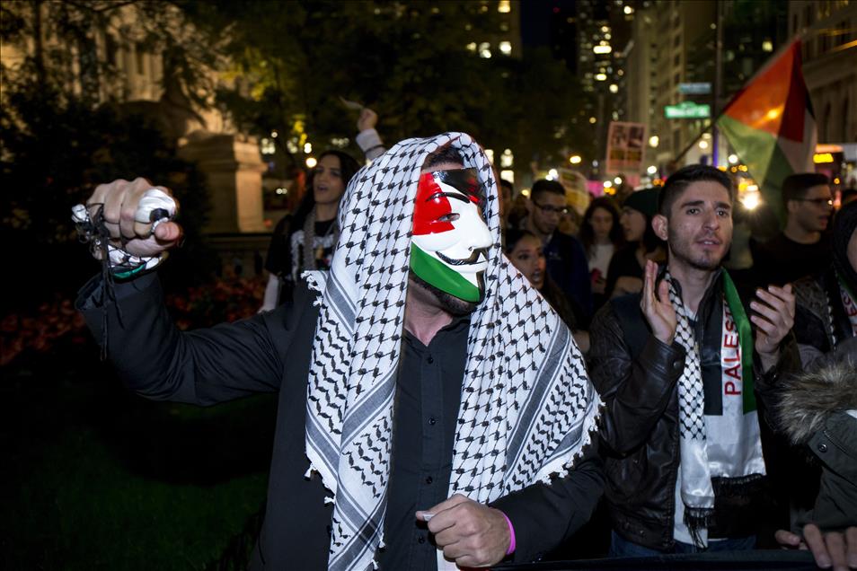 New York'ta Filistin için dayanışma gösterisi