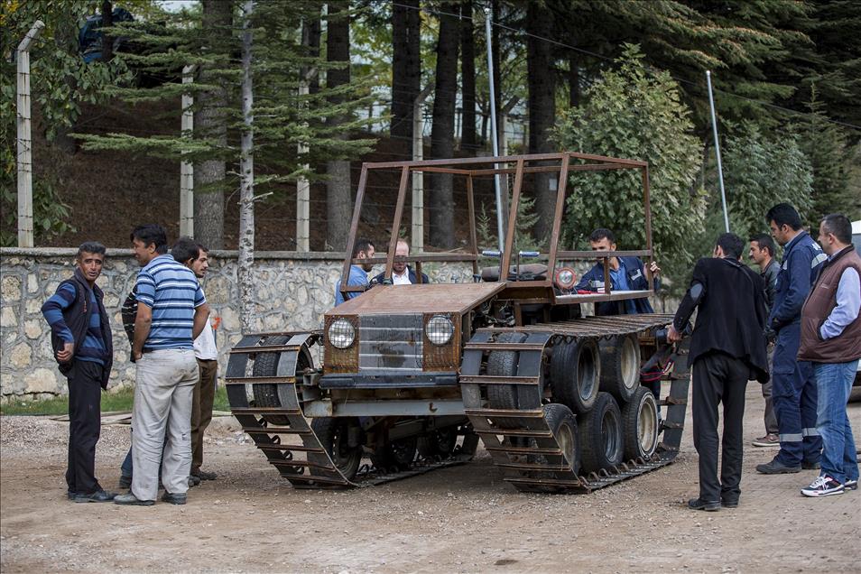 Tank görünümlü paletli araç yaptı