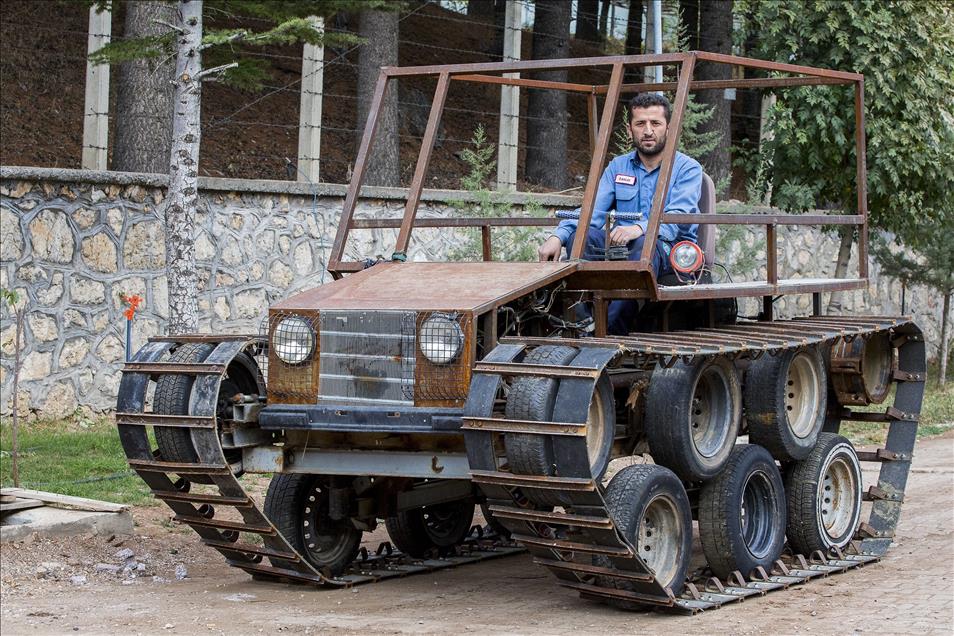 Tank görünümlü paletli araç yaptı