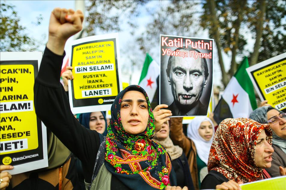 İstanbul'da Rusya Protestosu