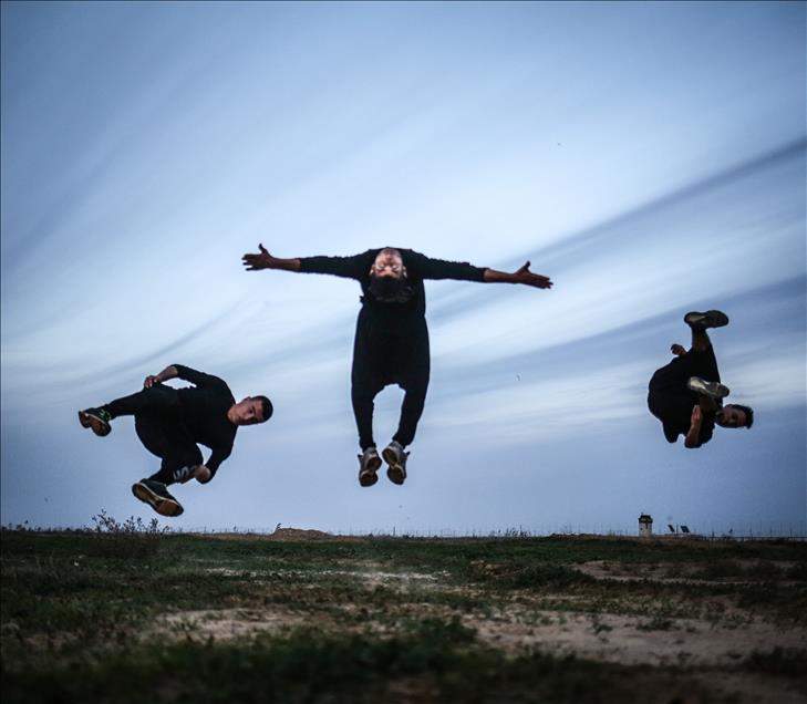 Gazze sınırında parkur sporu