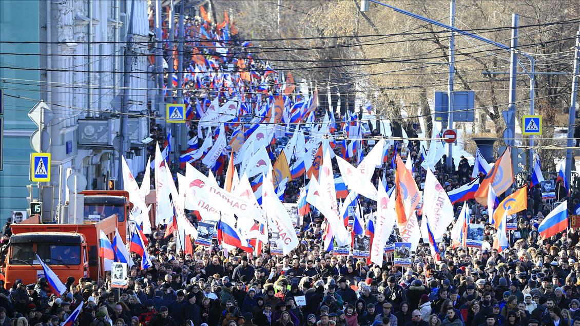 Moskova'da Boris Nemtsov suikastinin yıl dönümü