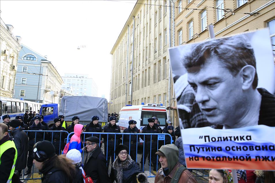 Moskova'da Boris Nemtsov suikastinin yıl dönümü