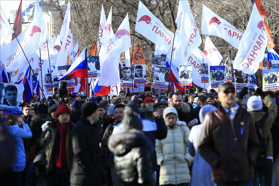 Moskova'da Boris Nemtsov suikastinin yıl dönümü