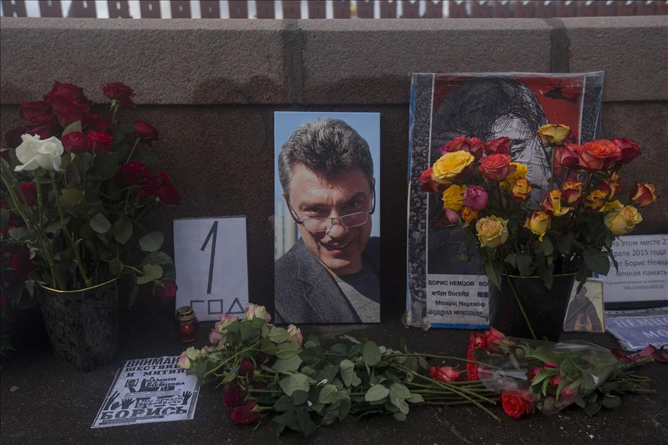 Moskova'da Boris Nemtsov suikastinin yıl dönümü