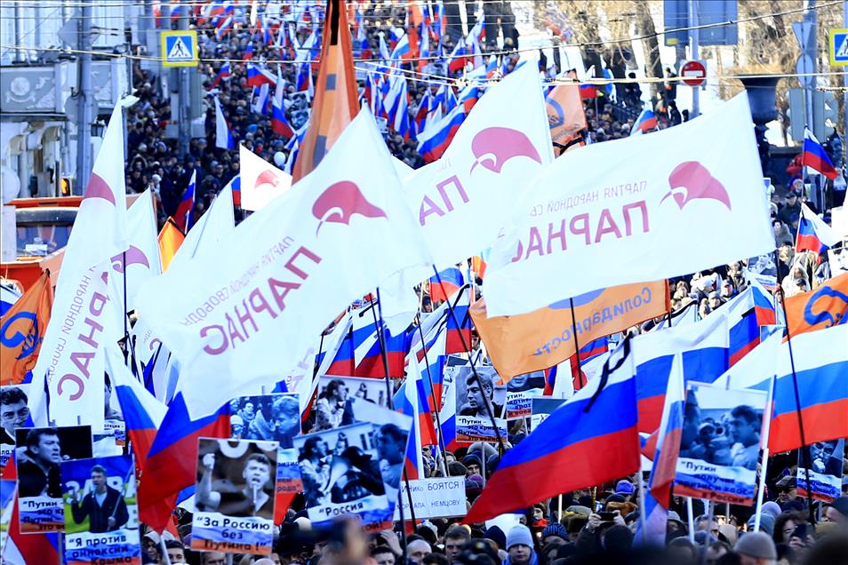 Moskova'da Boris Nemtsov suikastinin yıl dönümü