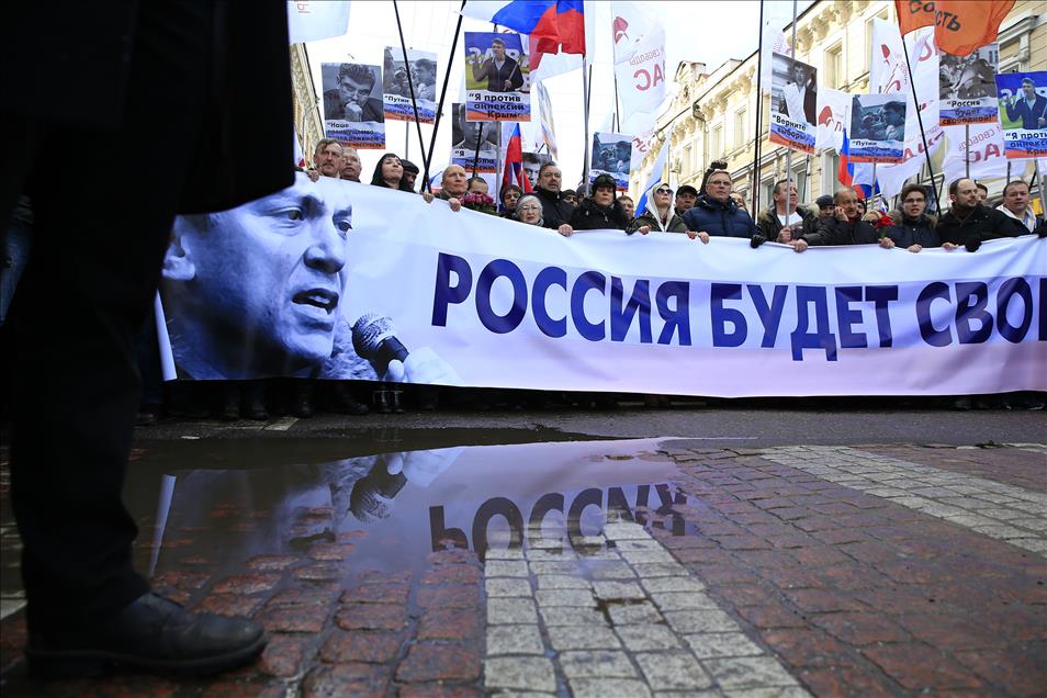 Moskova'da Boris Nemtsov suikastinin yıl dönümü