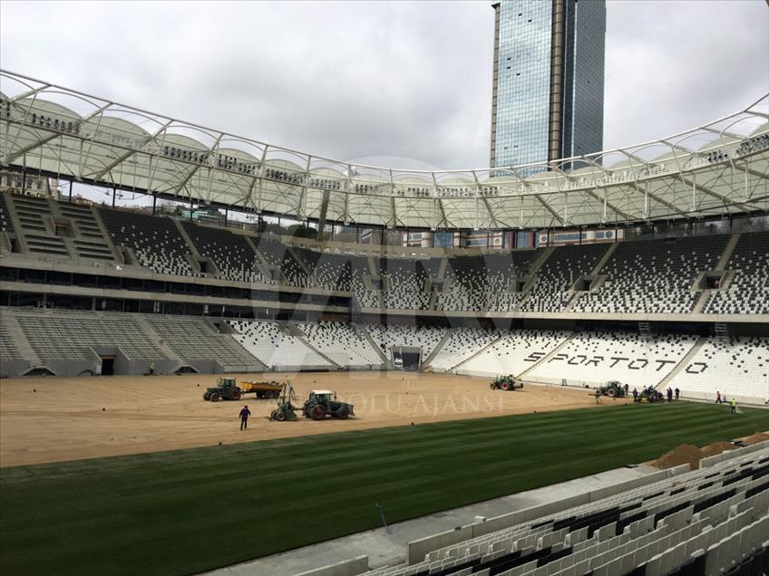 Vodafone Arena'da çimler seriliyor