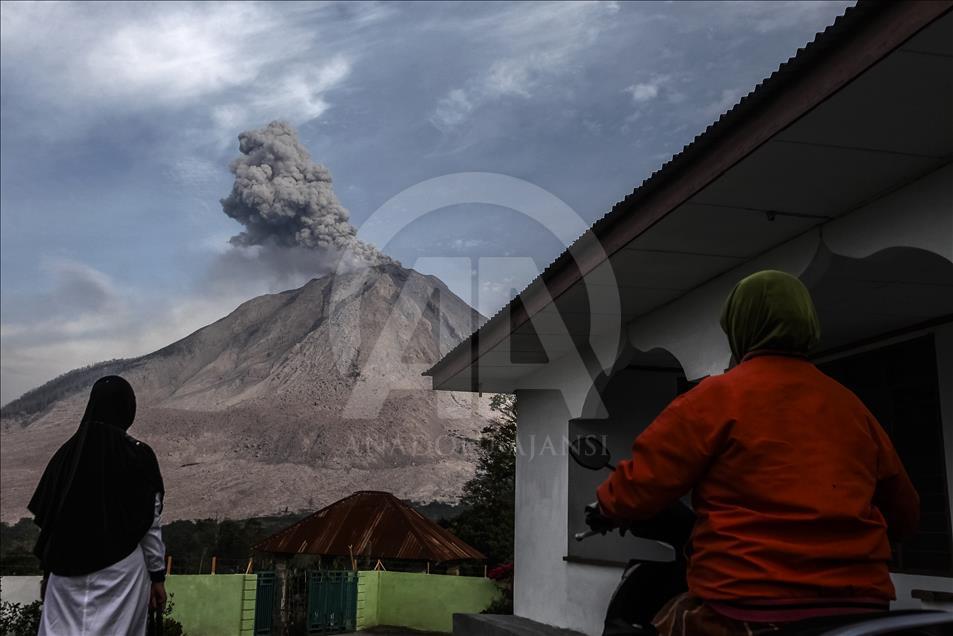 Sinabung Volcano Erupts in Indonesia