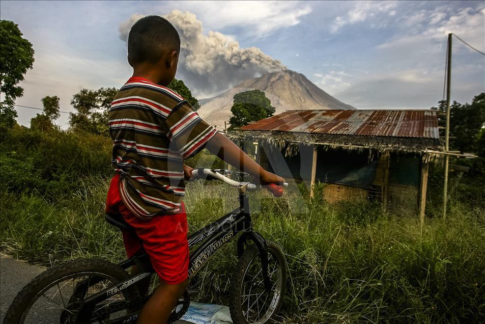 Sinabung Volcano Erupts in Indonesia