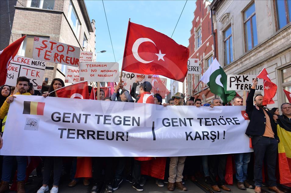 Belçikalı Türkler, PKK ve DAEŞ terörünü protesto etti
