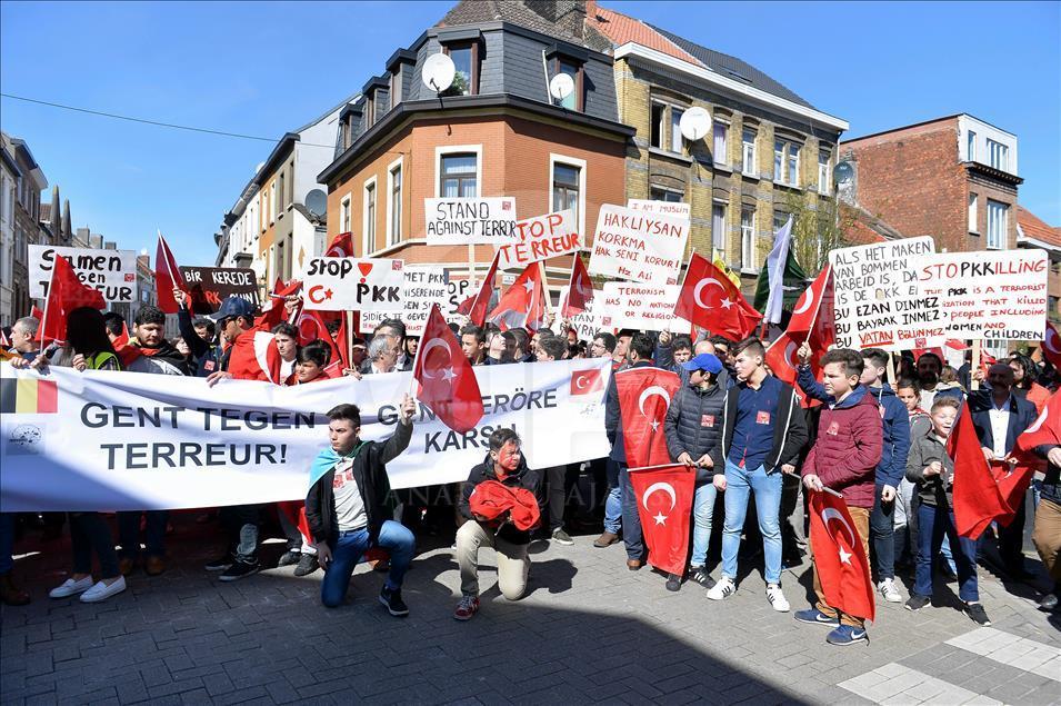 Belçikalı Türkler, PKK ve DAEŞ terörünü protesto etti