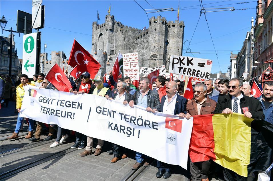 Belçikalı Türkler, PKK ve DAEŞ terörünü protesto etti