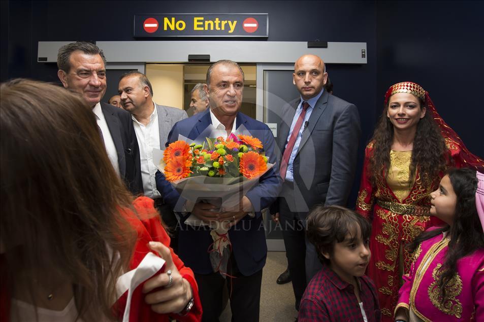 The Turkish football team arrive in Manchester
