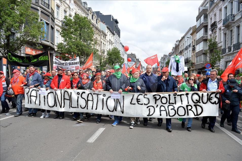 Brüksel'de hükümet protesto edildi 