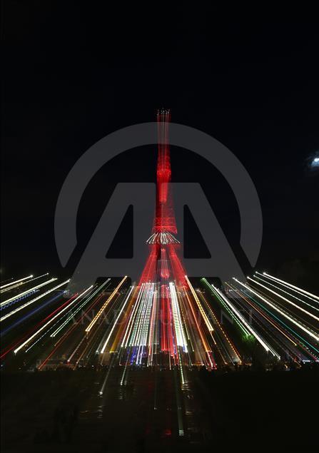 Eiffel Tower lights up with colors of Turkish flag