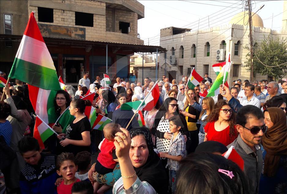 Kamışlı'da Kürtler PYD'yi protesto etti