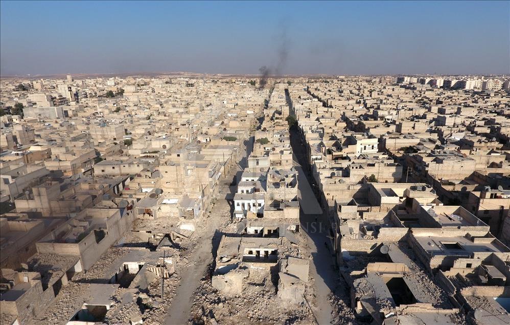 AA ekibi, harabeye dönen Halep'i havadan görüntüledi